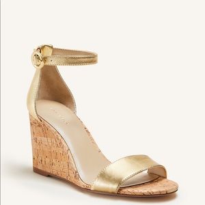 Ann Taylor Brett Gold Metallic Leather Wedge